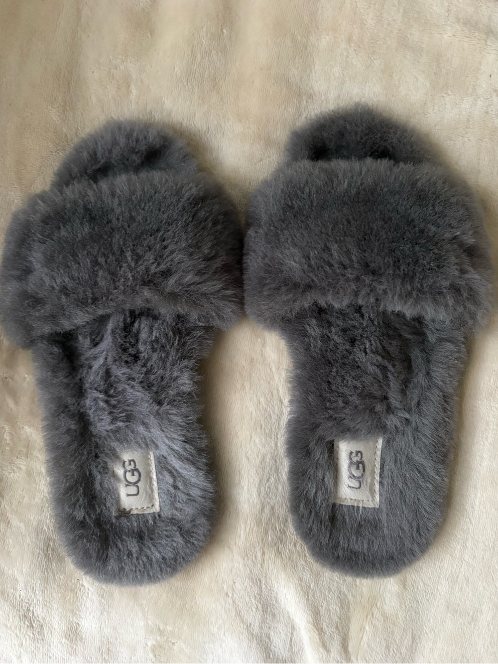 UGG Fuzzy Fluff Slide slipper• charcoal• size 8/39